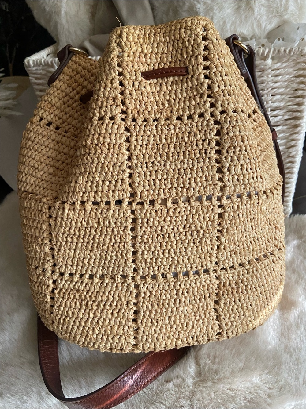 SEZANE Daisy Embroidered Raffia Farrow Bag. ⚜️ - Picture 6 of 15